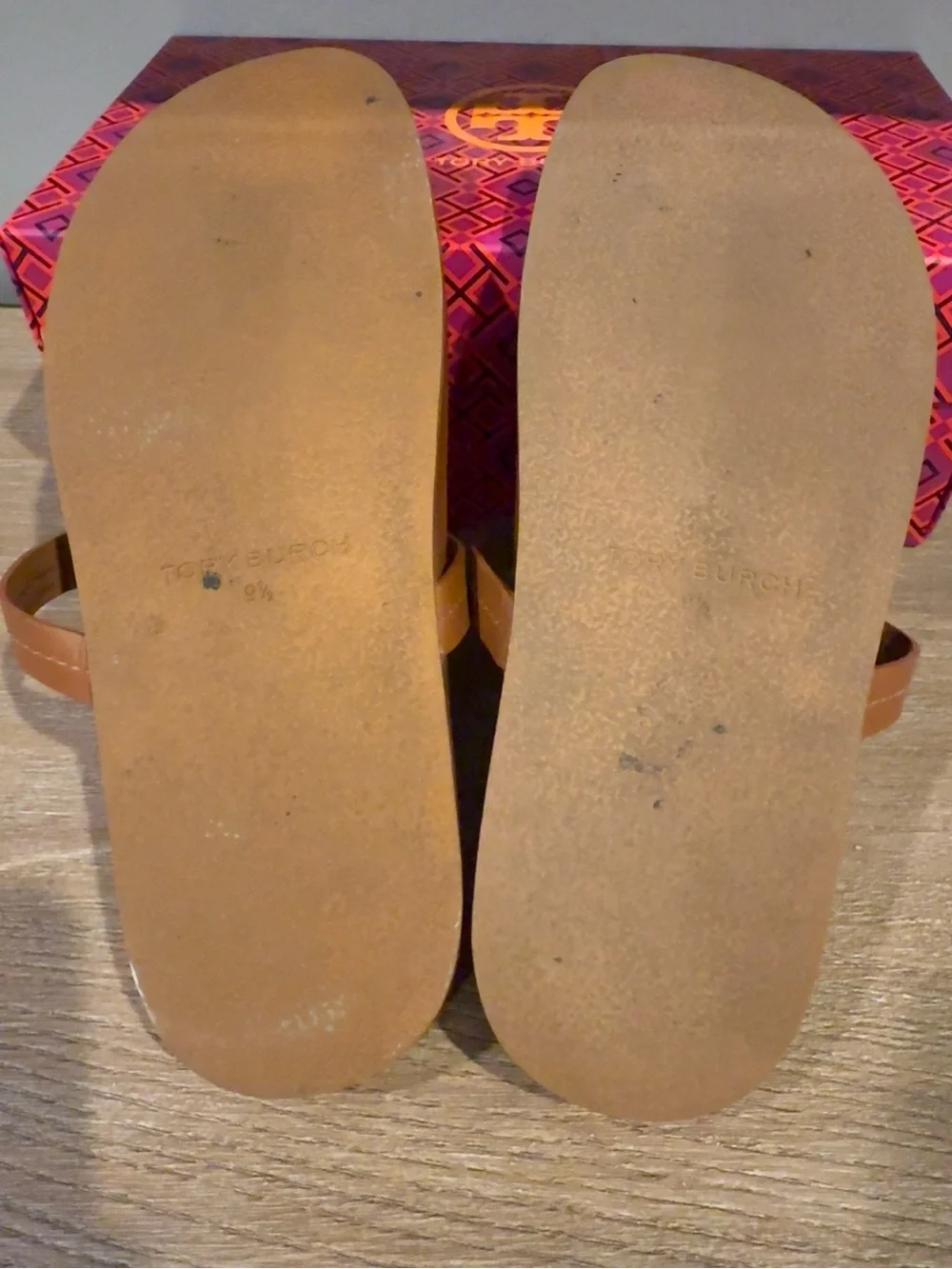 Tory Burch Miller Cloud Leather Sandals Miele Brown 9.5 Orig Box & dust cover